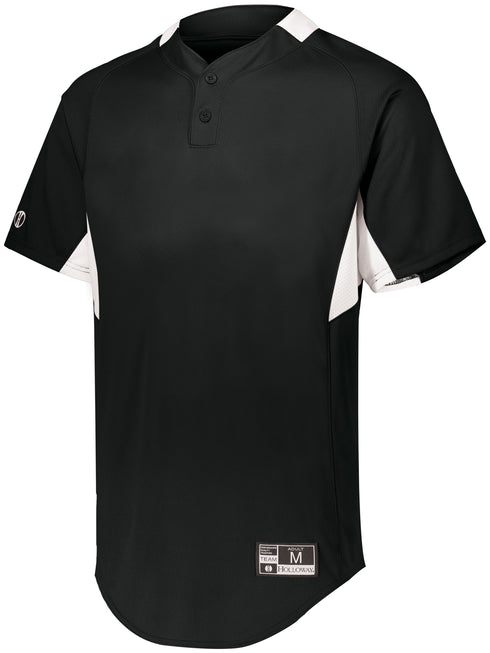 Holloway Youth Game7 Two-Button Baseball Jersey (221224), Color 'Black/White'